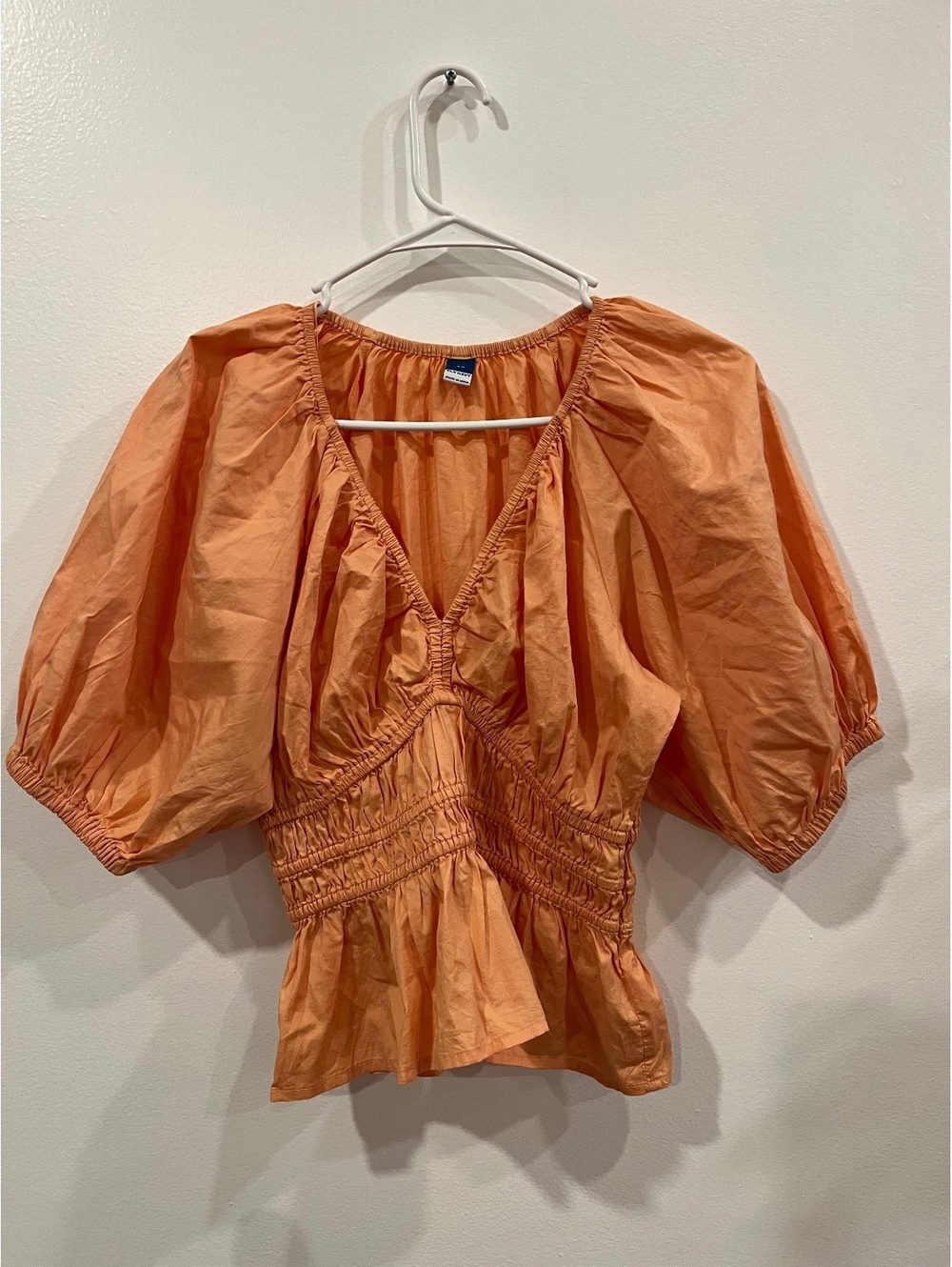 Old Navy XS Orange Puff Sleeve Peplum Top